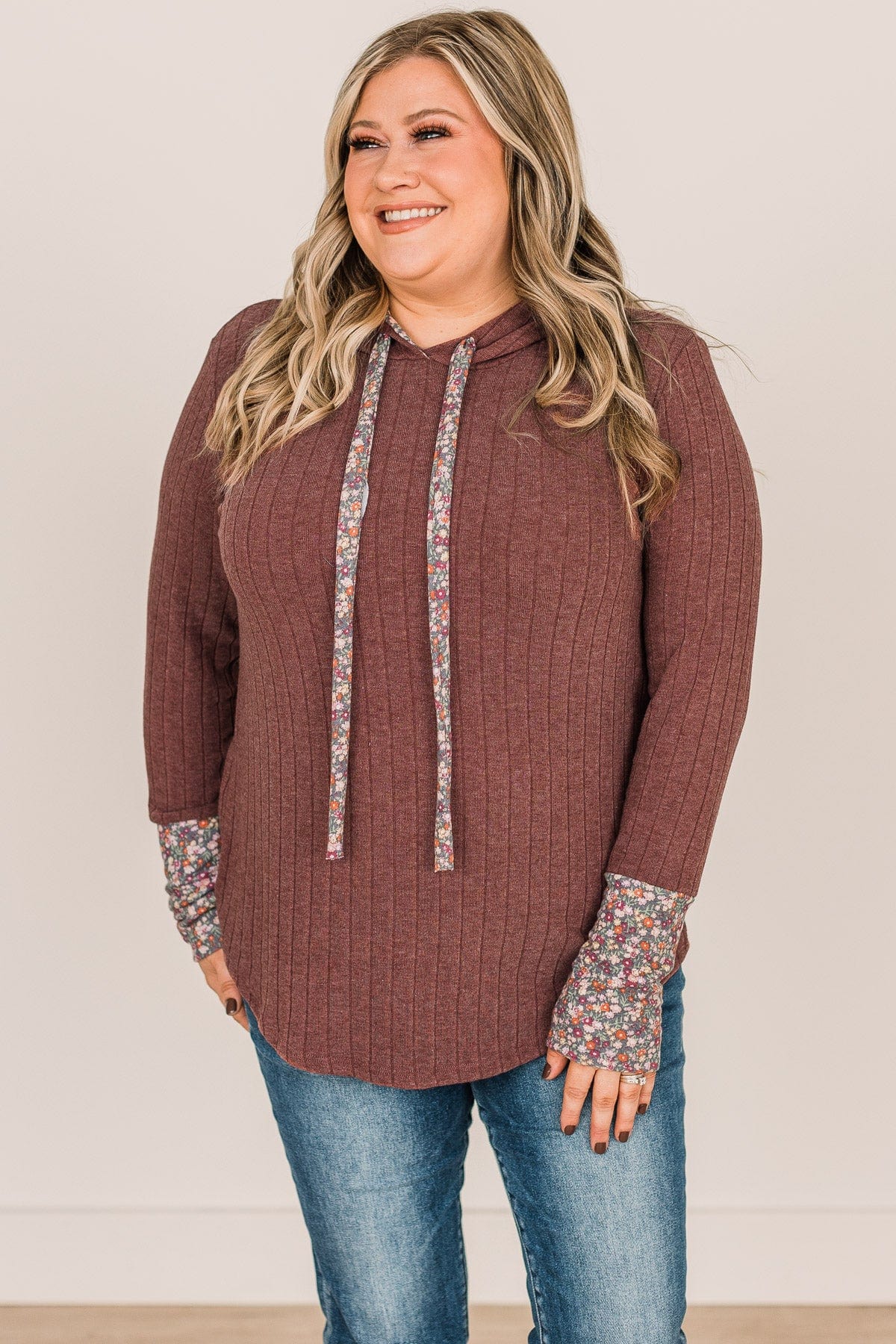You've Got It Hooded Knit Top- Burgundy