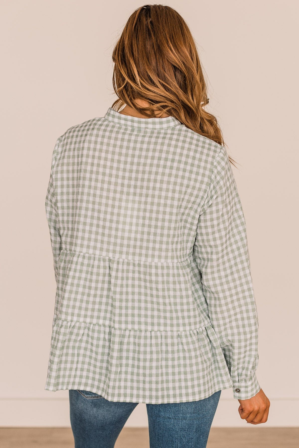 What A Dream Long Sleeve Button Top- Sage