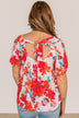 Excellent Taste Floral Blouse- Ivory, Red, & Turquoise