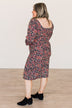 Good To See Floral Midi Dress- Navy