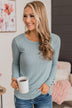 Better Than Ever Long Sleeve Knit Top- Light Teal