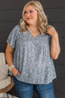 Blushing Beauty Floral Top- Denim Blue