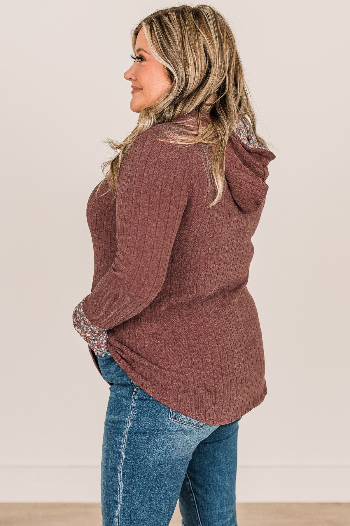 You've Got It Hooded Knit Top- Burgundy