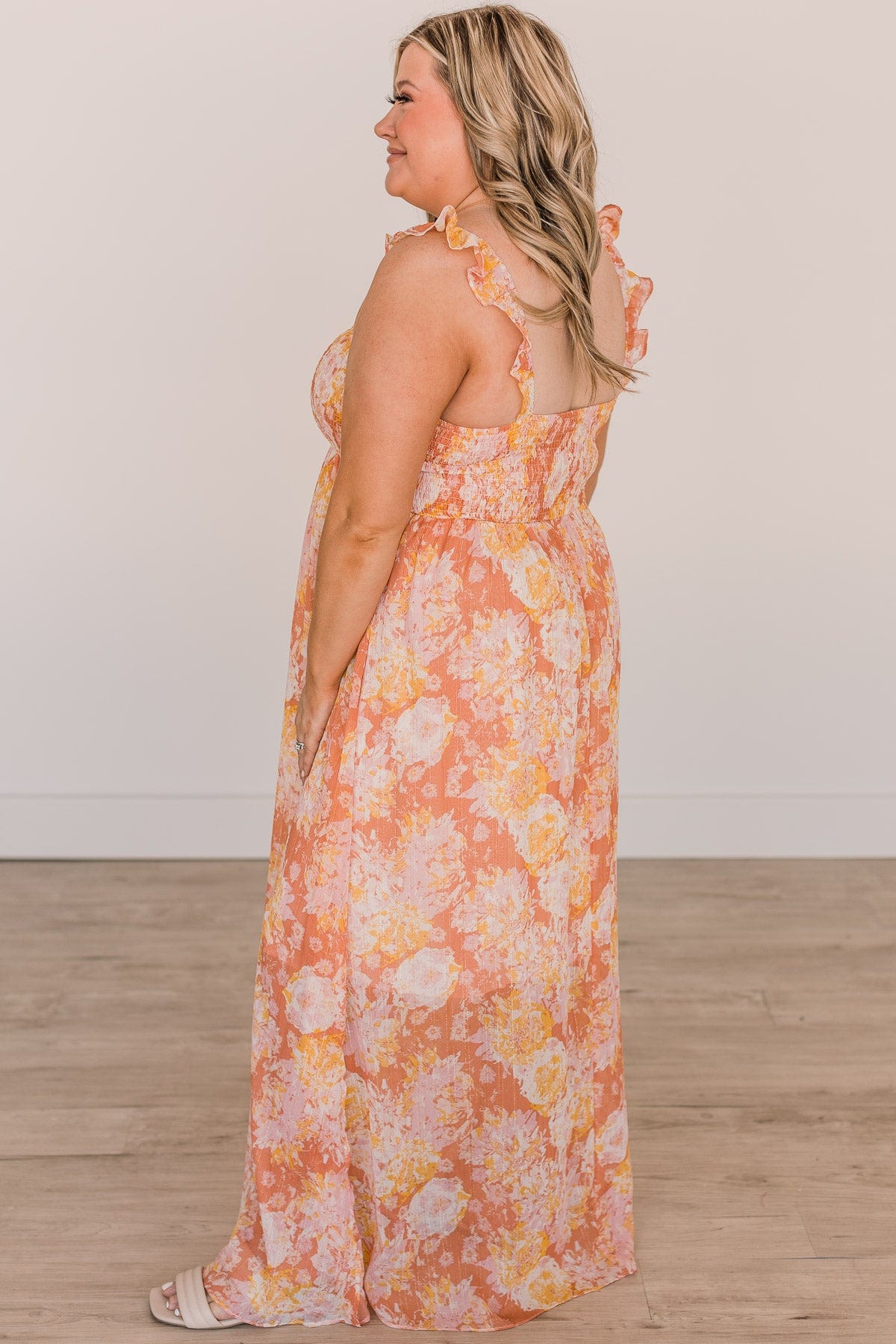 Staying True Floral Maxi Dress- Salmon Pink & Yellow