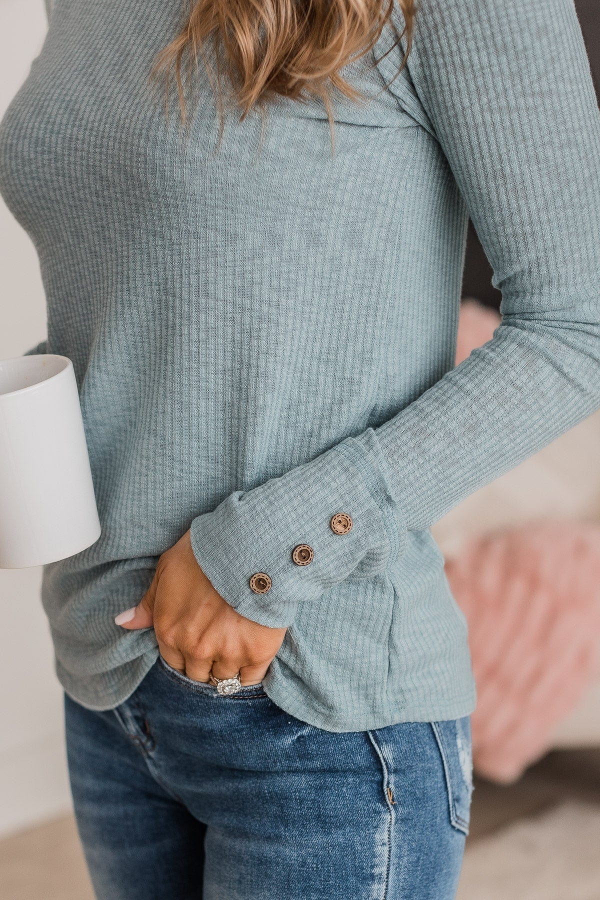 Better Than Ever Long Sleeve Knit Top- Light Teal