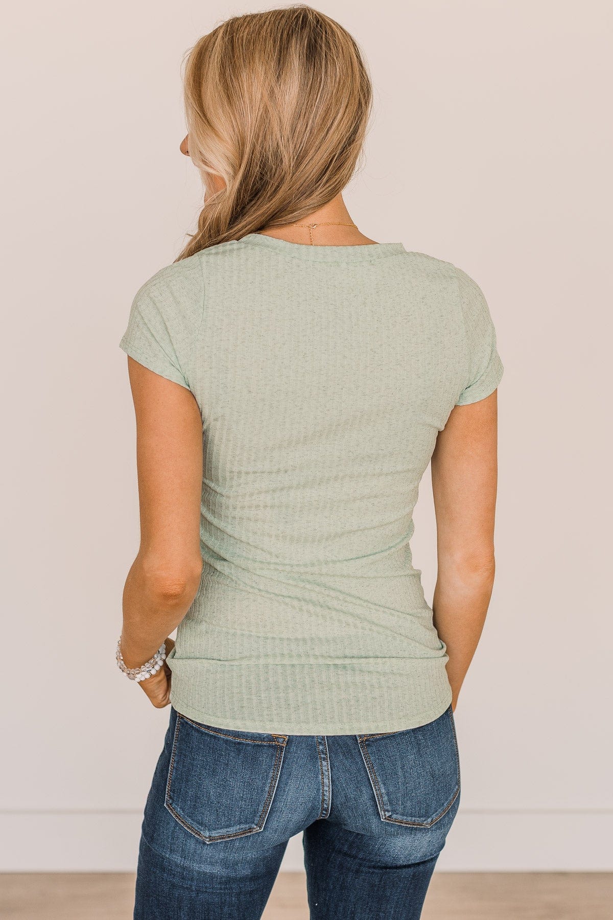 Lean Into Me Short Sleeve Top- Light Sage