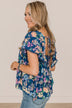 It's A Beautiful Day Floral Blouse- Royal Blue
