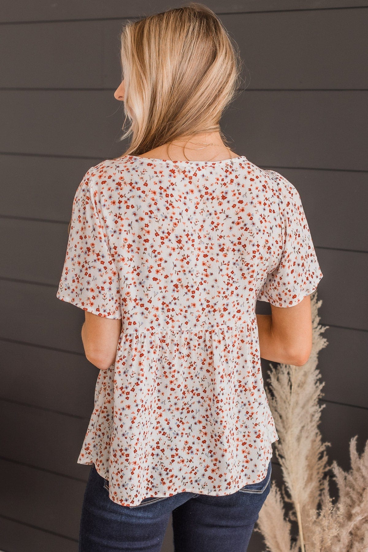 Blushing Beauty Floral Top- Ivory