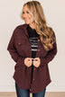 Hooked On Your Love Button Top- Plum