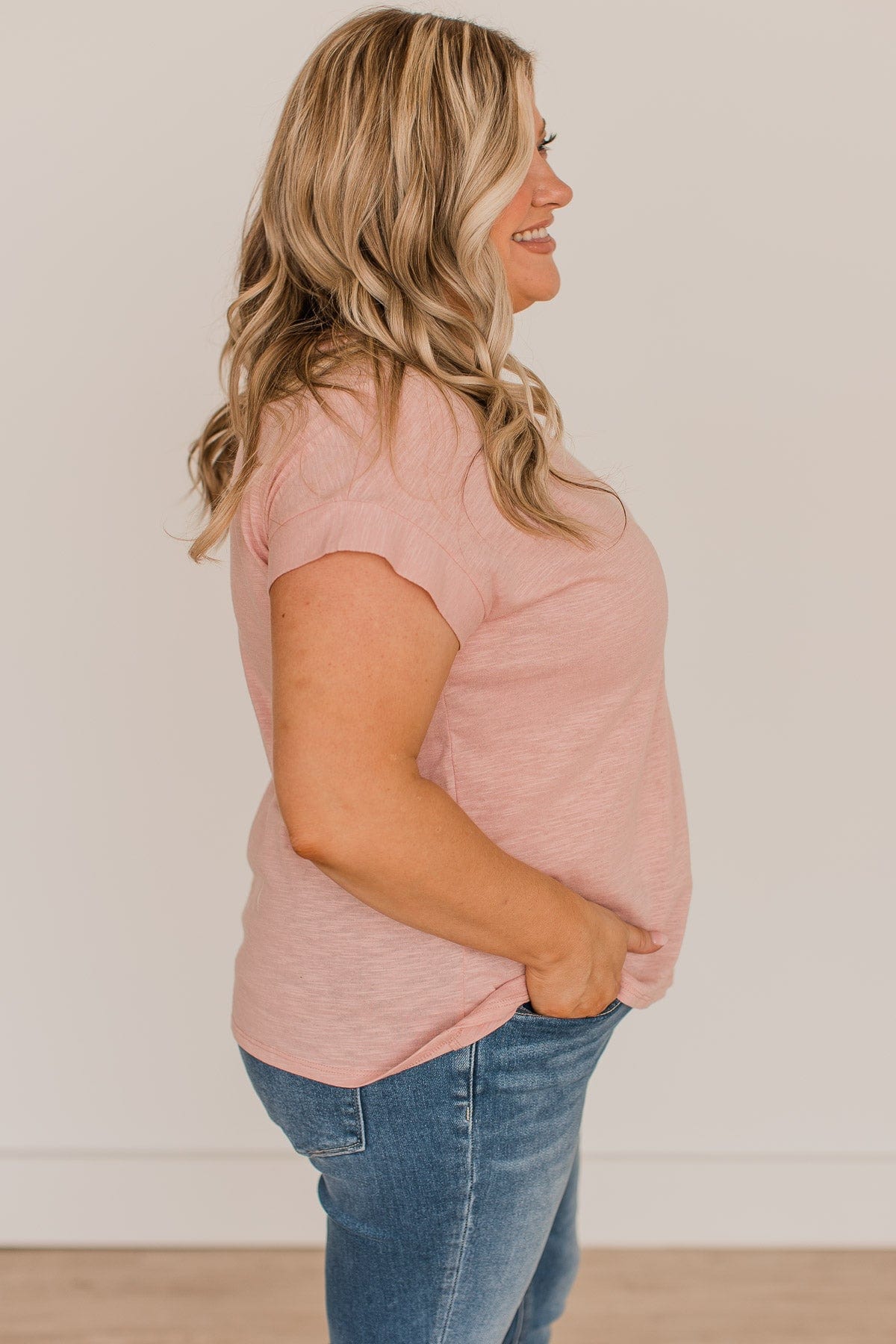 Find Your Shine Short Sleeve Top- Light Pink