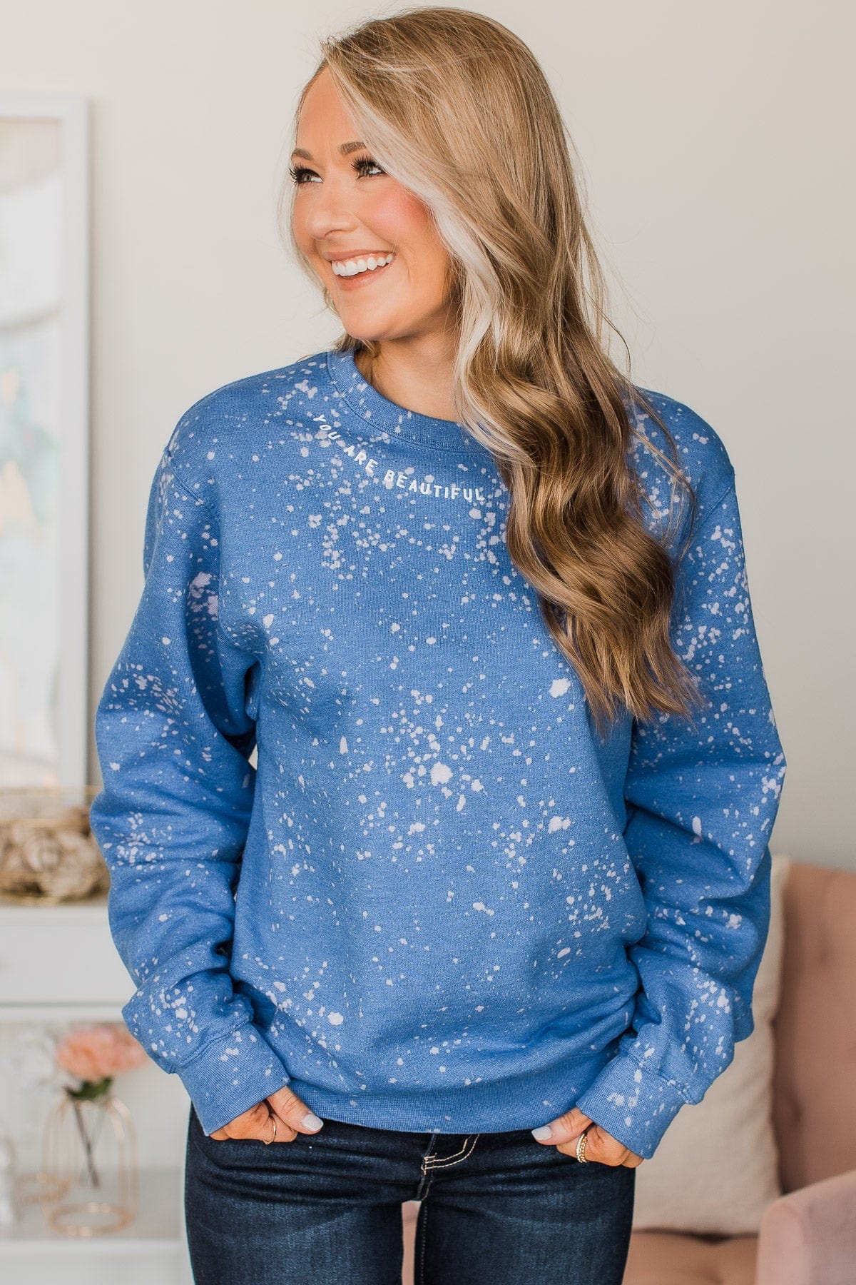Bleached blue online sweatshirt
