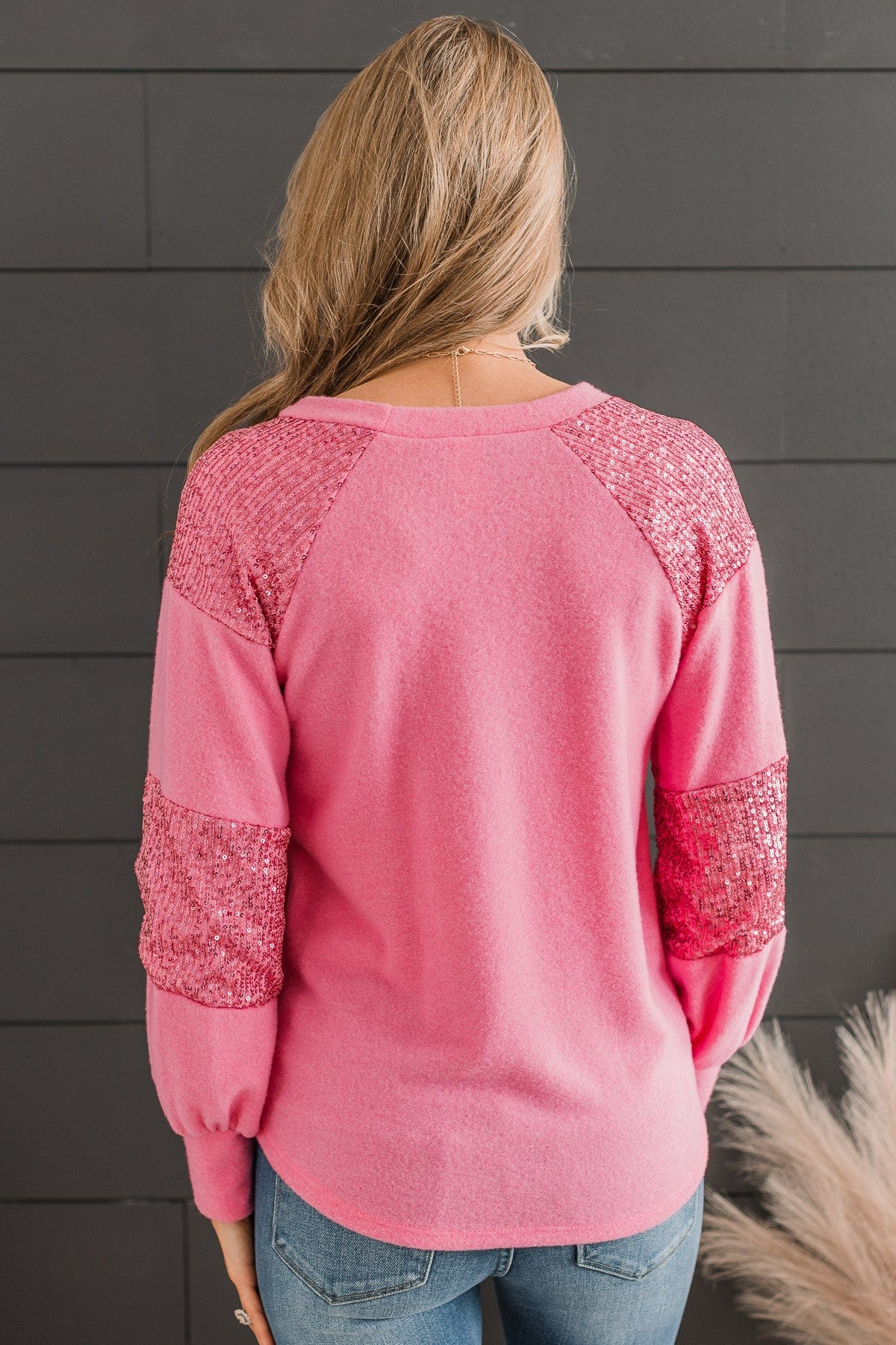 Special Moments Sequin Top- Pink
