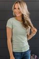 Lean Into Me Short Sleeve Top- Light Sage