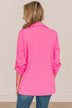 The Sky Is The Limit Long Sleeve Blazer- Hot Pink