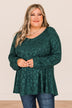 Missing You Long Sleeve Top- Hunter Green