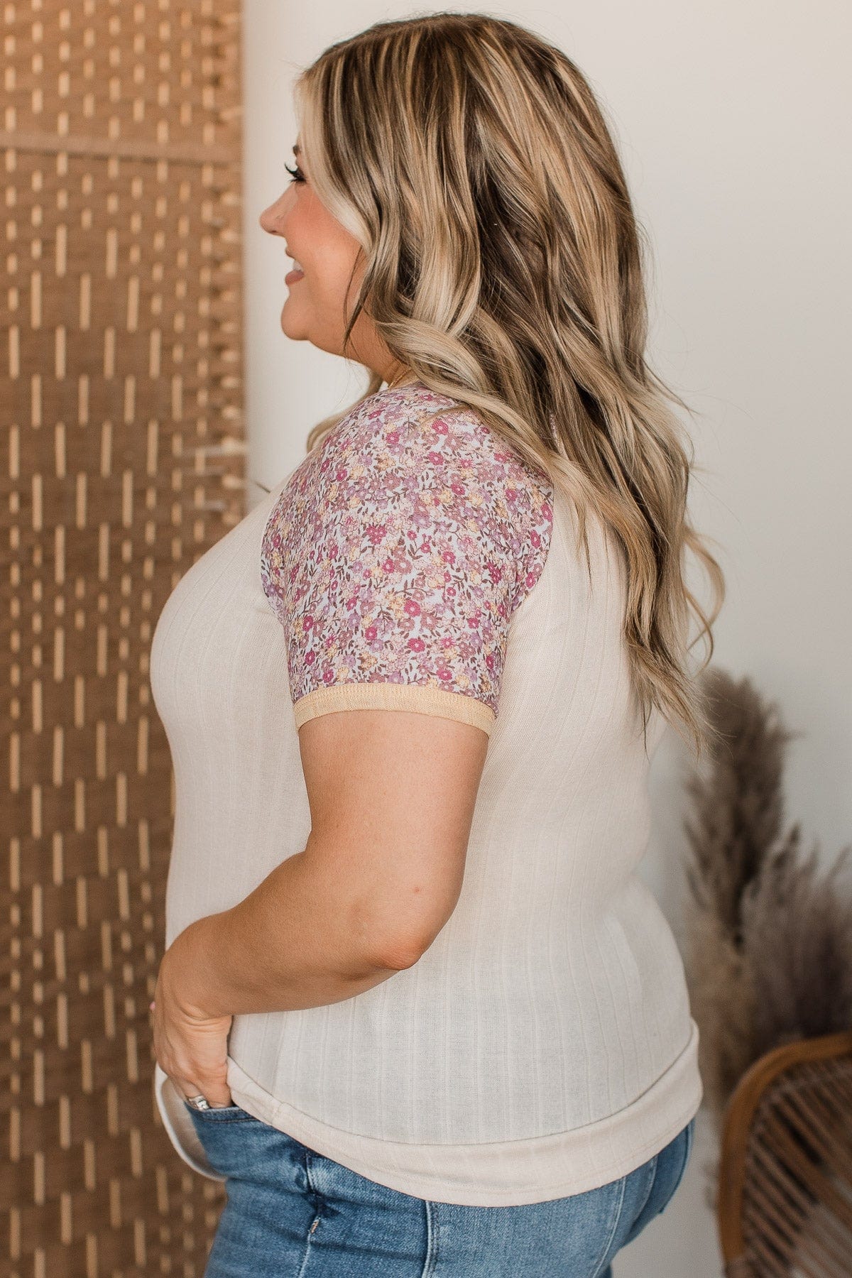 Before You Know It Knit Top- Cream & Purple