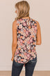 Cross Your Path Floral Tank Top- Black