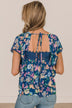 It's A Beautiful Day Floral Blouse- Royal Blue
