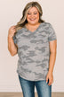 See The Big Picture V-Neck Top- Light Camo