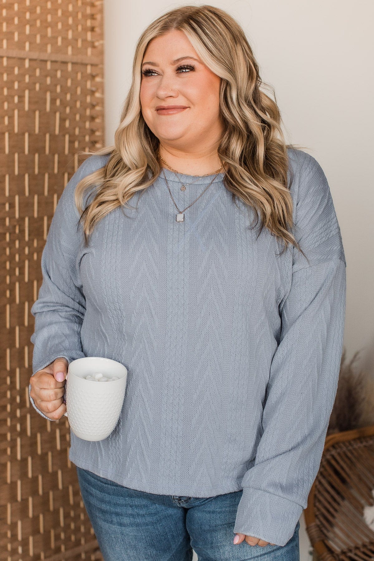 Waiting On Love Knit Top- Light Blue