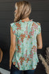Right Beside You Floral Ruffle Top- Blue