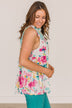 Touched My Heart Tiered Floral Tank Top- Ivory