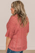 Follow You Everywhere Knit Kimono- Dark Coral