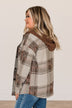 Sitting Fireside Hooded Button Top- Brown