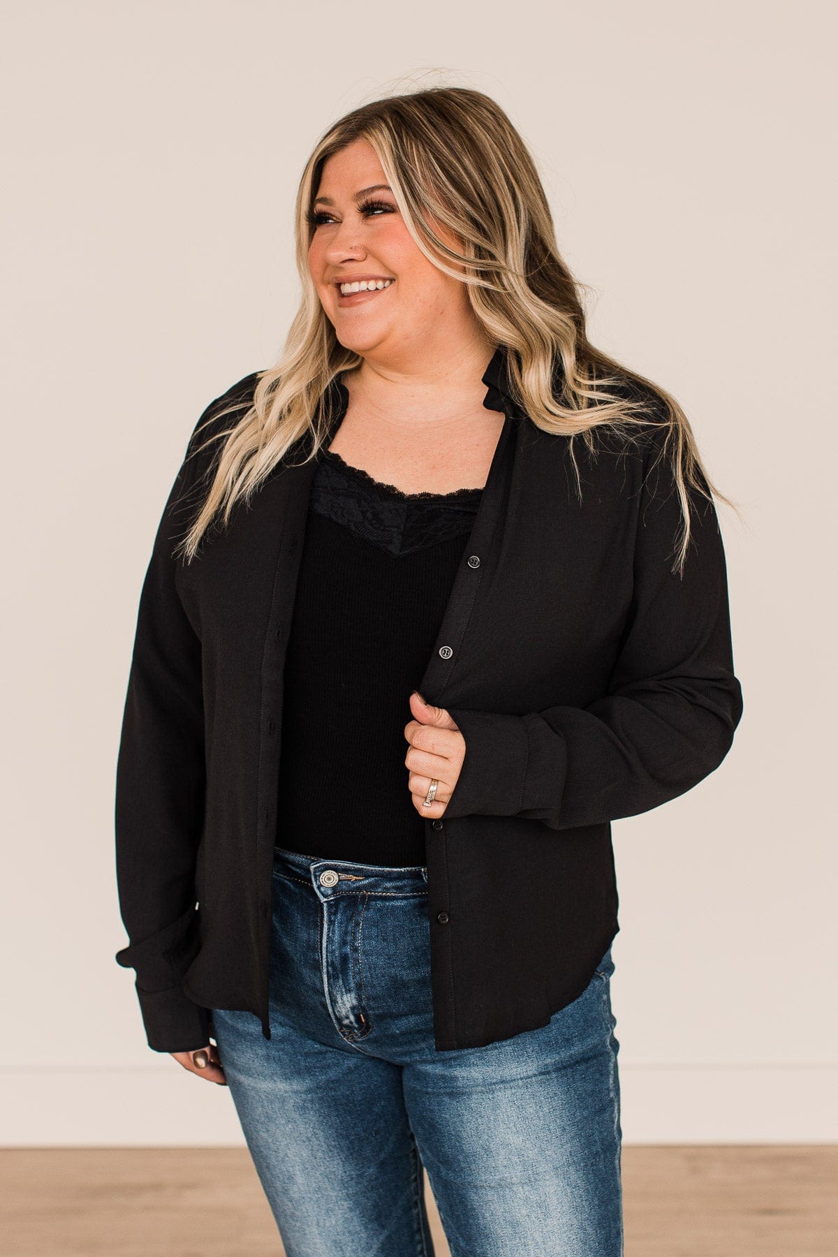 For Next Time Button Top- Black