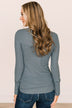 Breathtaking Views Button Top- Vintage Blue