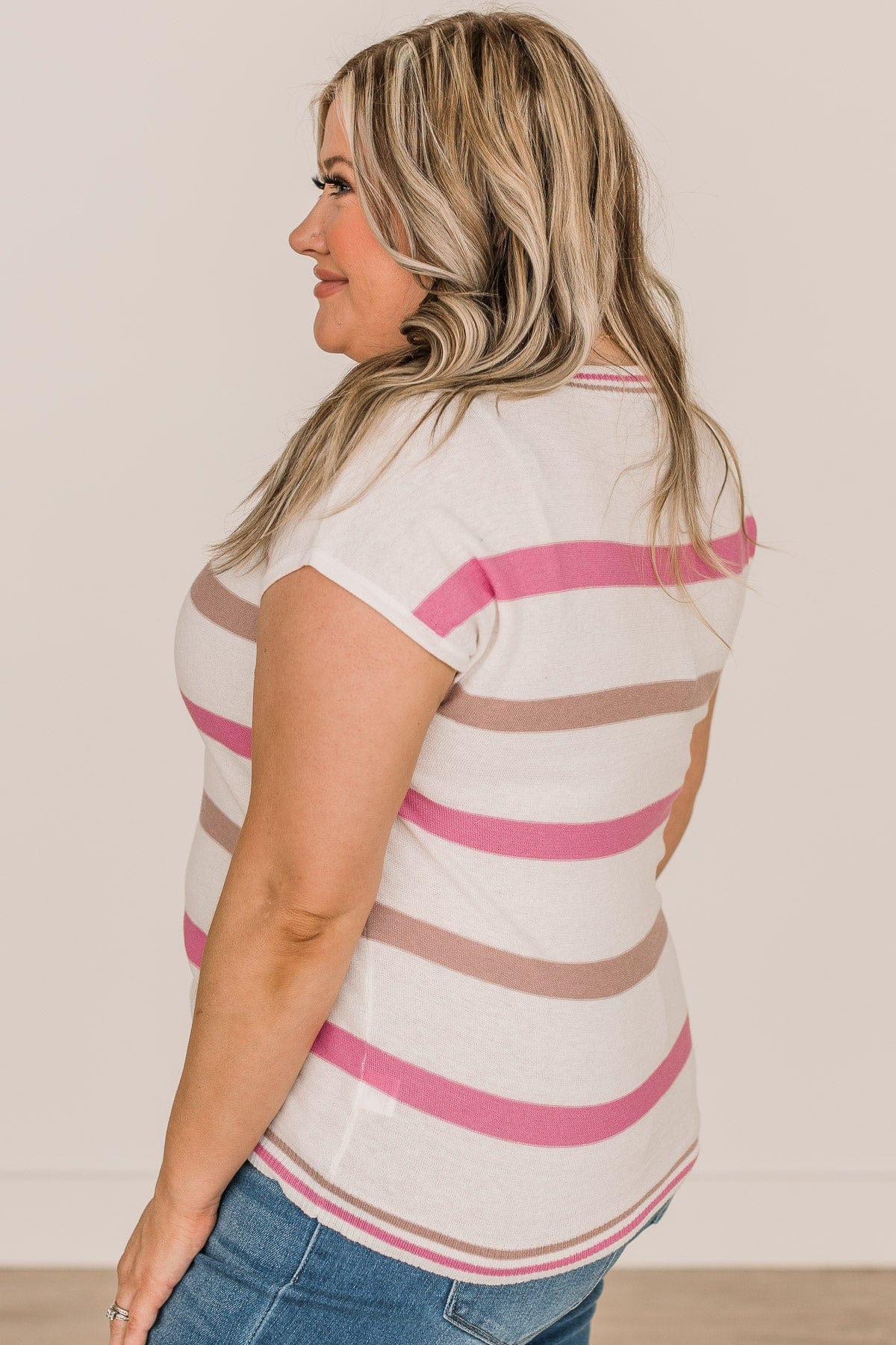 As Always Striped Knit Top- Ivory & Pink