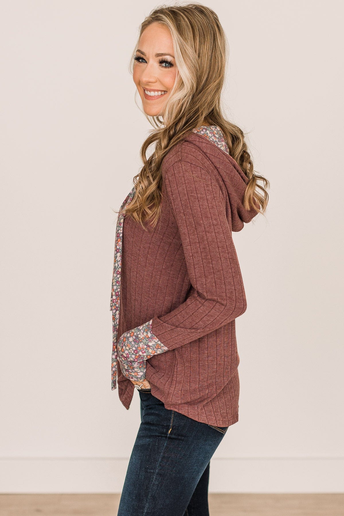 You've Got It Hooded Knit Top- Burgundy