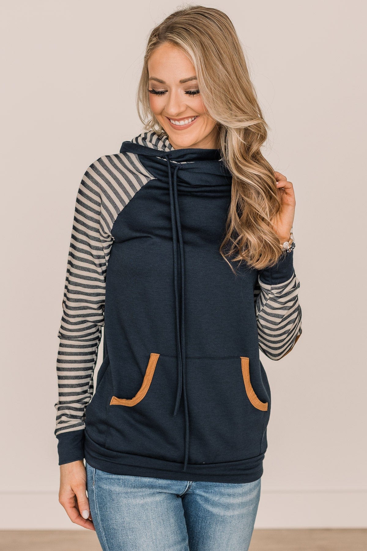 Wished For This Lightweight Hoodie- Navy