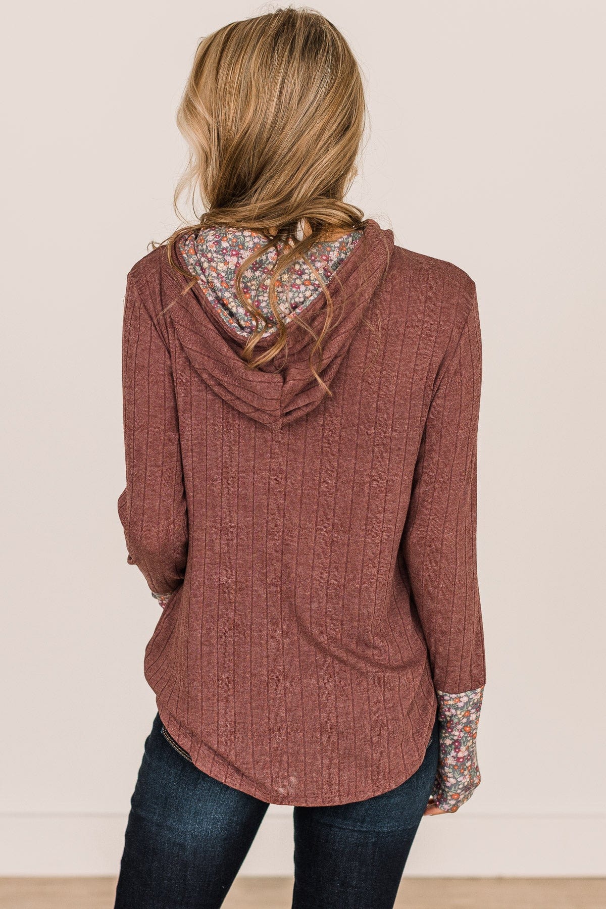 You've Got It Hooded Knit Top- Burgundy