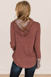You've Got It Hooded Knit Top- Burgundy