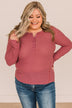 Dreams Of Us Waffle Knit Henley Top- Mauve