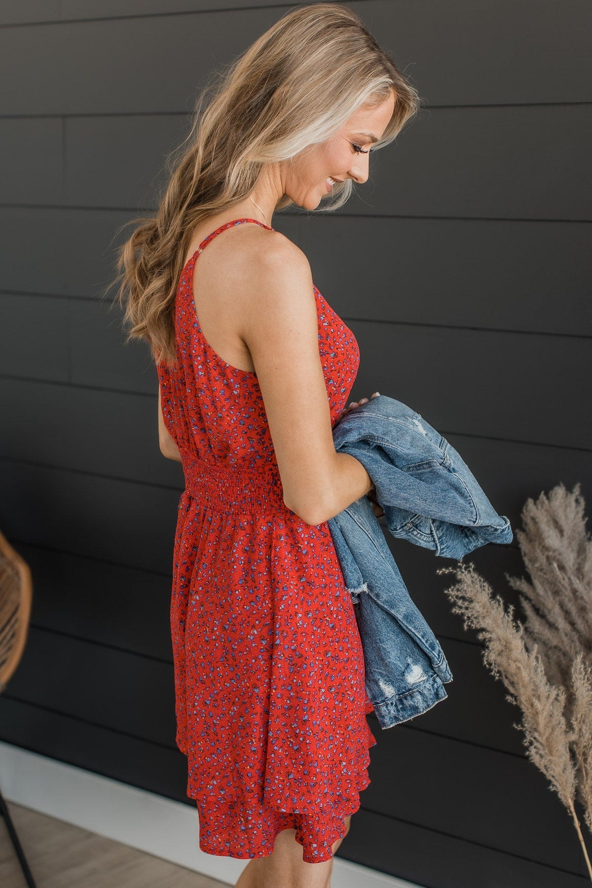 In All Honesty Floral Dress- Red