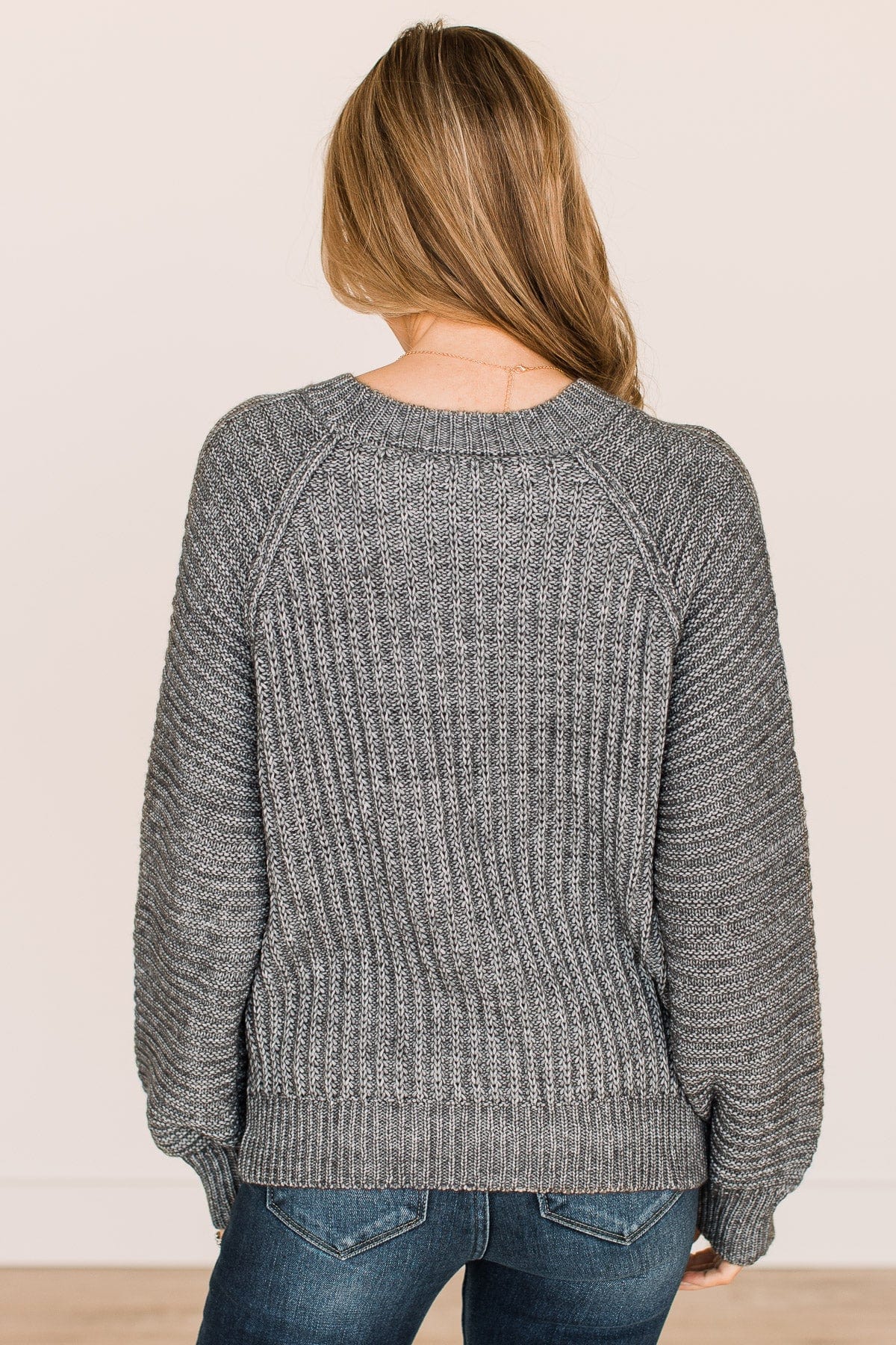 Full Of Warmth Knit Sweater- Grey