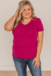From The Moment We Met V-Neck Tee- Magenta