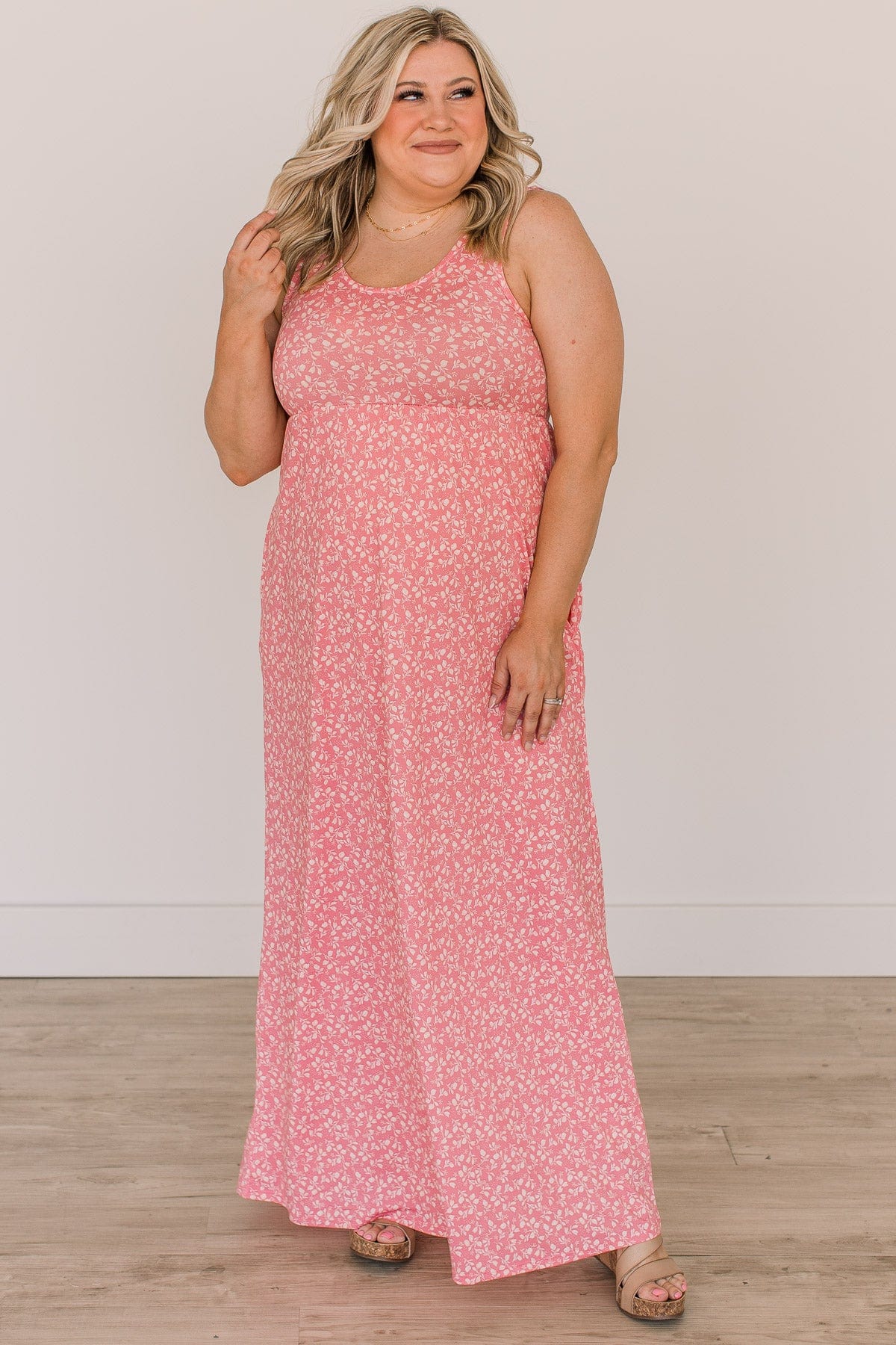Beaming With Joy Floral Maxi Dress- Pink