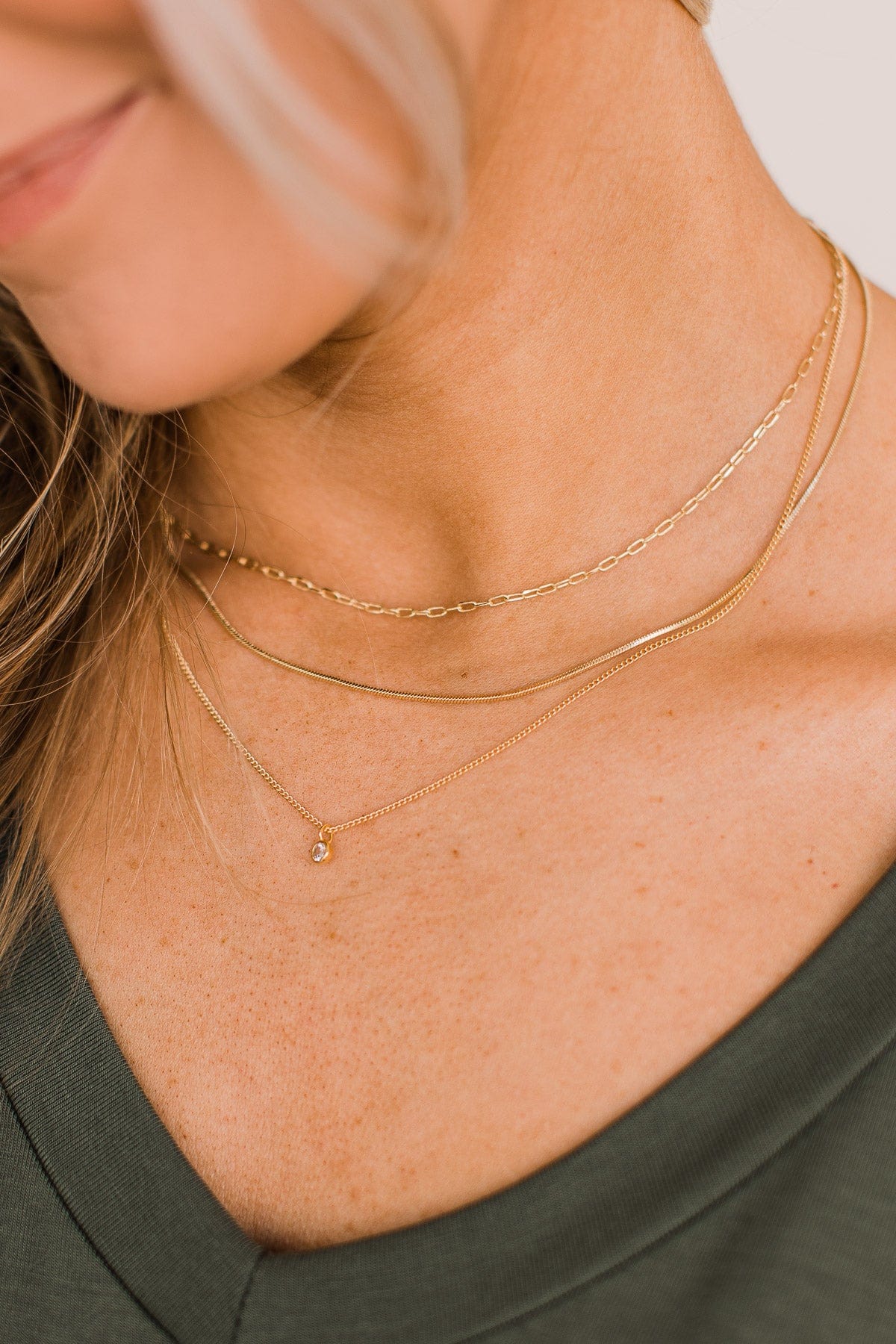 Call Me Confident 3-Tier Necklace- Gold