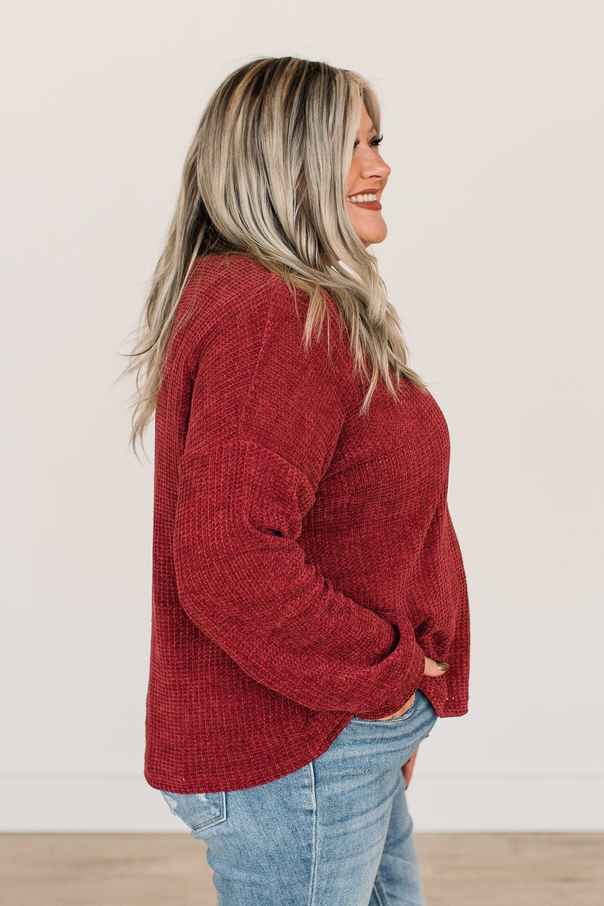 Make Your Move Knit Sweater- Burgundy