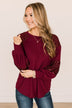 Special Moments Sequin Top- Burgundy