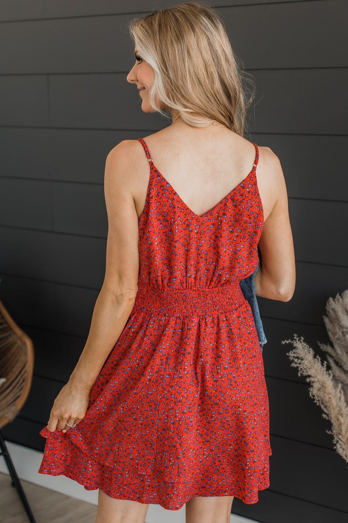 In All Honesty Floral Dress- Red