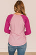 Good Wishes Button Knit Top- Pink & Magenta