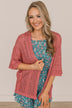 Follow You Everywhere Knit Kimono- Dark Coral