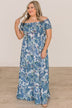 Show Your Radiance Smocked Maxi Dress- Ivory & Blue