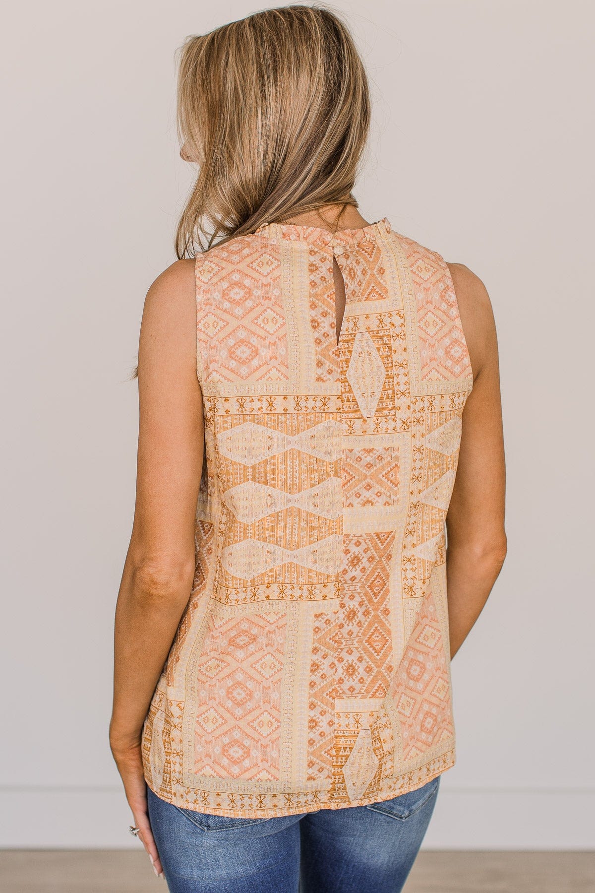 Picture Perfect Moments Sleeveless Blouse- Yellow & Light Pink