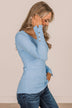 Give Your Best Long Sleeve Henley Top- Light Blue