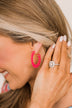 Noteworthy Style C-Hoop Earrings- Hot Pink